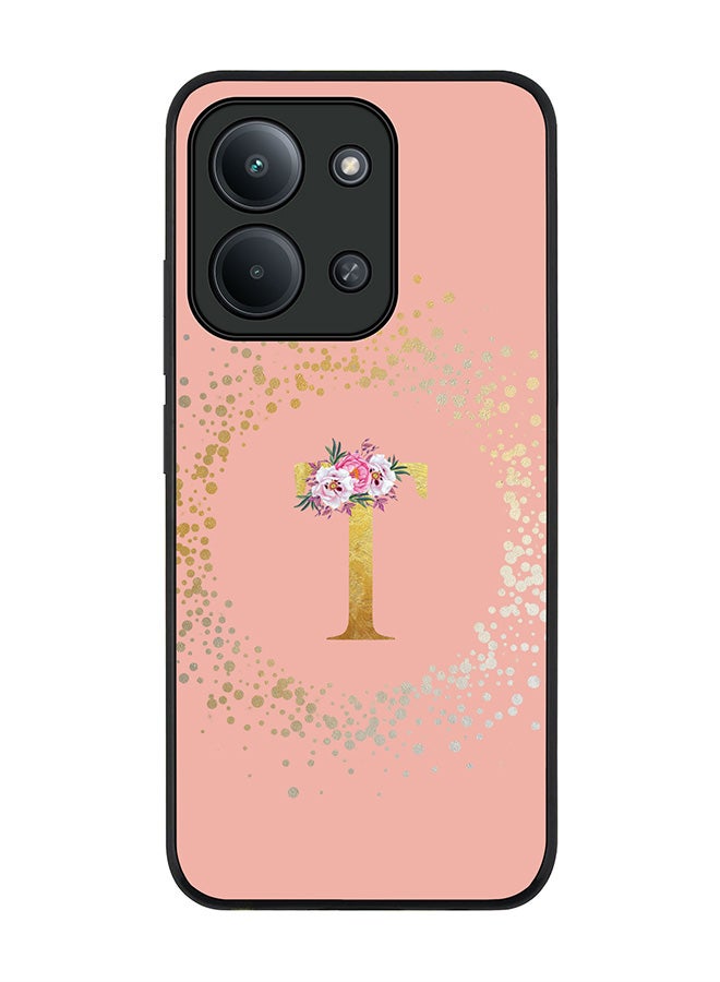 For Xiaomi Redmi 15C 4G Case,Slim fit Camera Protection, Shockproof Thin Phone cover  - Custom Monogram Floral - T  (Rose Pink )